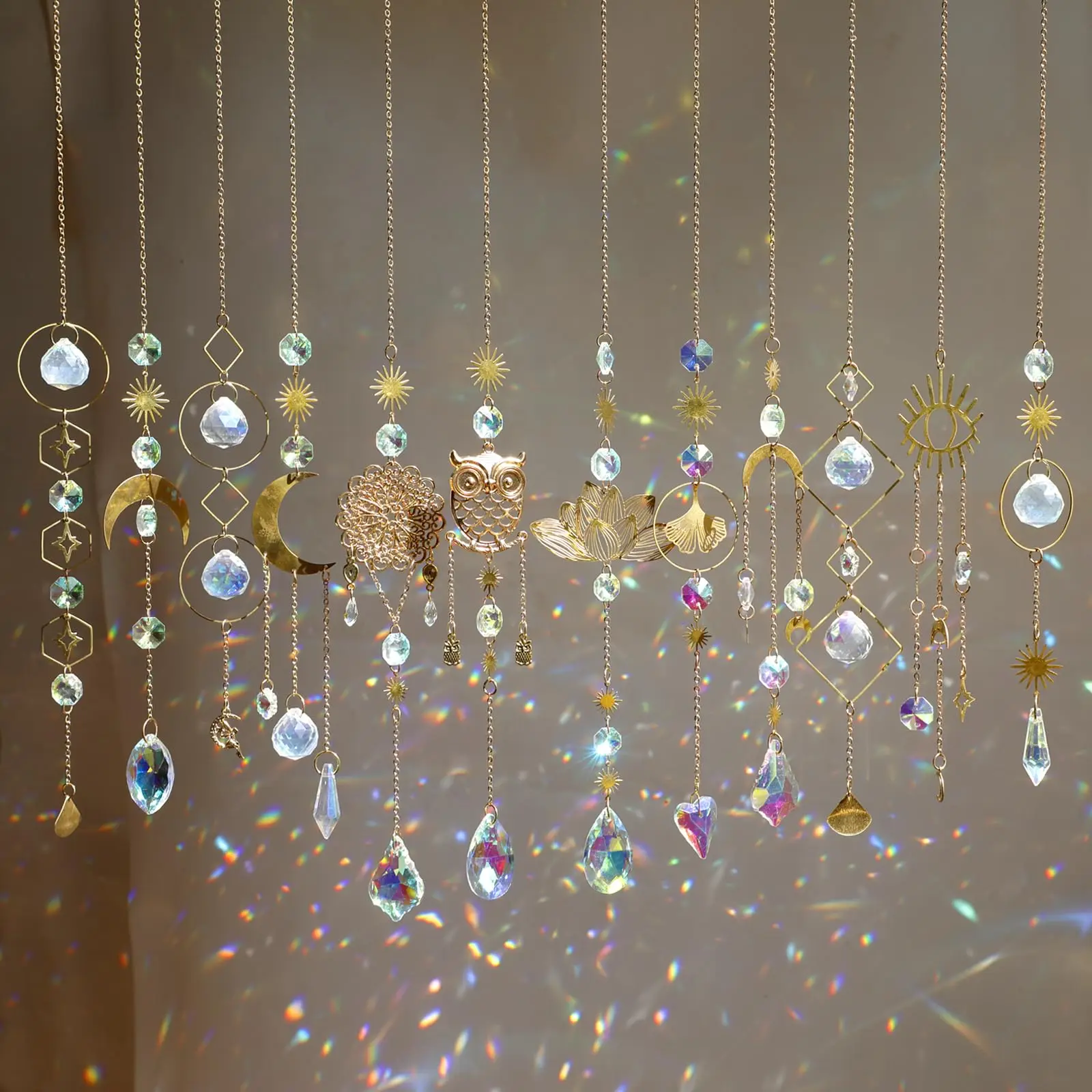 

16 pcs Crystal Suncatcher, Colorful Suncatchers Sun Catchers Indoor Window Hanging Ornaments for Home Garden Ceiling Christmas