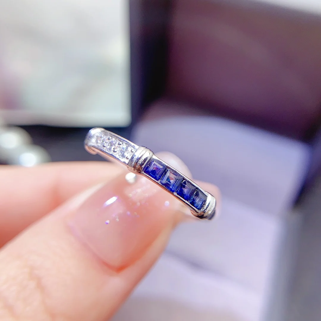 SHILOVEM 925 sterling silver Natural sapphire rings  fine Jewelry women wedding gift wholesale  3*3mm lj0303887agl