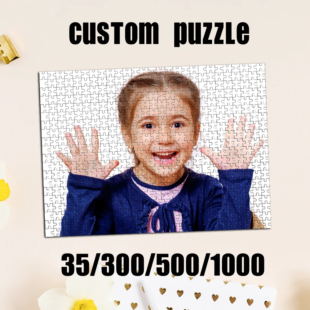 

35/300/500/1000 шт. Персонализированные фото-пазлы с портретом на заказ, идея для индивидуального подарка