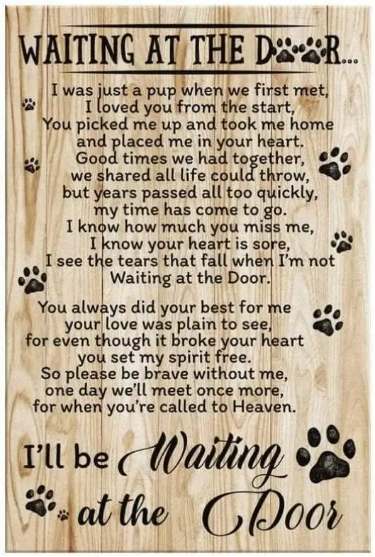 Metal Poster Plaque I‘Ll Be Waiting At The Door Dog Retro Tin Sign Vintage Aluminum For Home Decor Room
