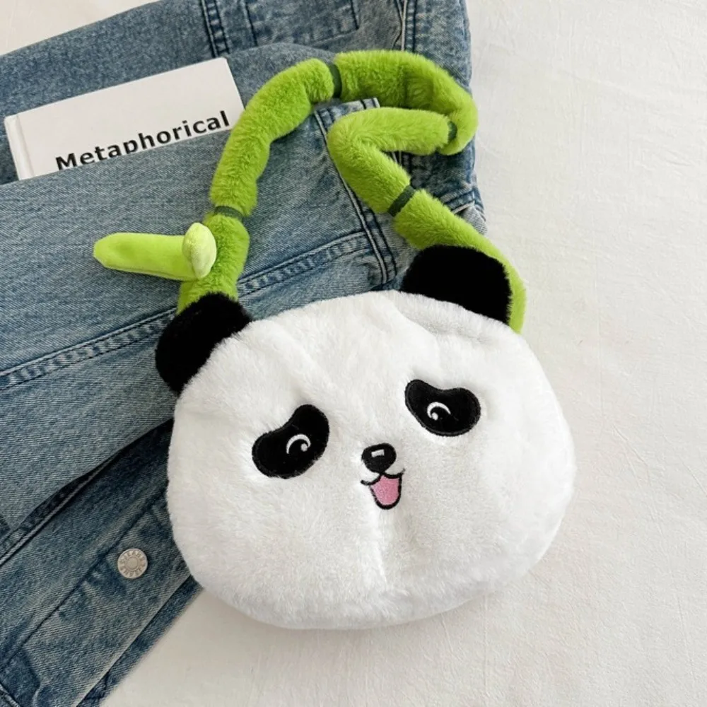 Casual Cartoon Pluche Panda Tas Grote Capaciteit Groene Band Dier Schoudertas Speelgoed Schattige Zachte Pop Handtas School