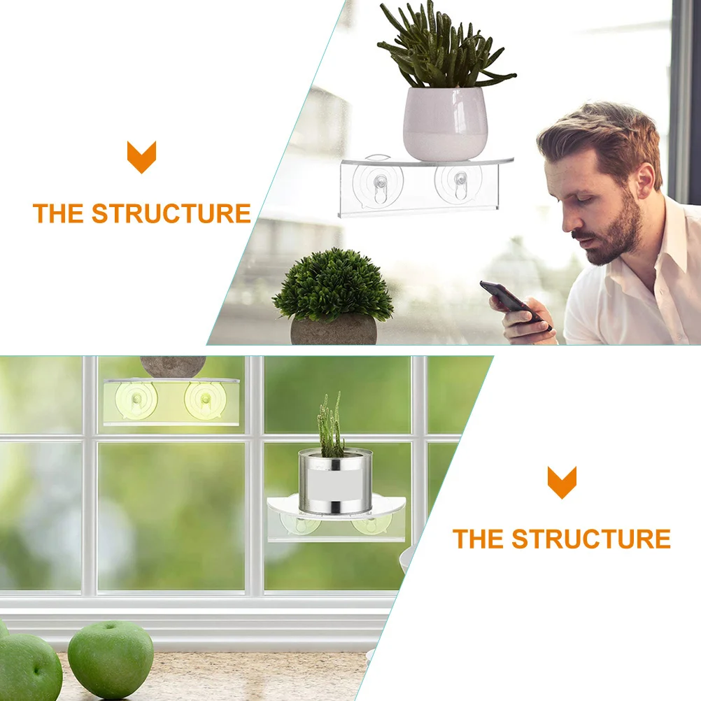 2 Stuks Zuignap Bonsai Plant Planken Transparant Acryl Venster Gemonteerde Oppotten Rekken Praktische Stands Huis Tuin Houders
