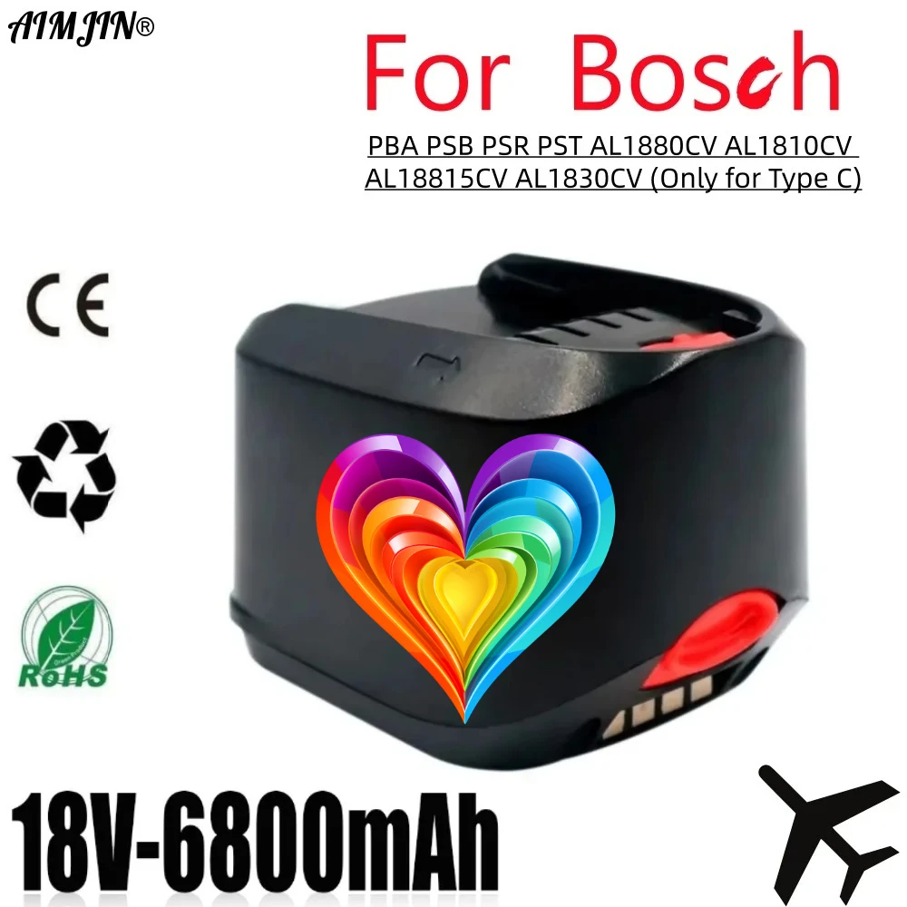 لبوش 18 فولت 6800 مللي أمبير PBA PST PSB PSR بطارية ليثيوم أيون قابلة للشحن أدوات البستنة المنزلية (النوع C فقط) AL1810CV