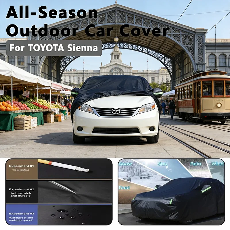 

All-Season Car Cover for TOYOTA Sienna Outdoor Full Protection, Waterproof Dustproof Heat-Resistant