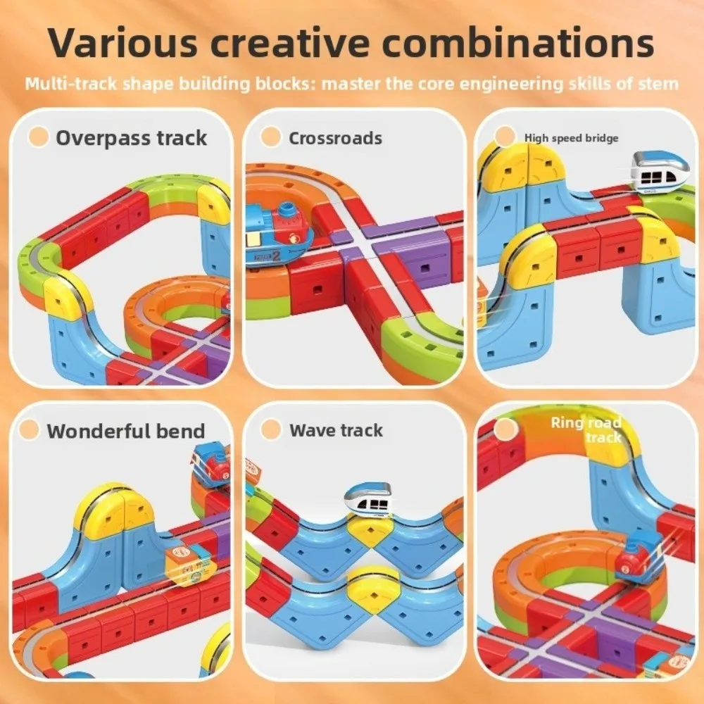 3D Track Fusio Magnetic Car DIY Magnetic Track Bausteine Cube Track Trackle Set mit Zug- und Verkehrszeichen