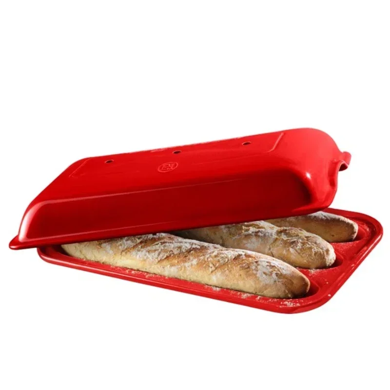 Hot SalesFrance Imported Emile Henry Ceramic Mini Baguette Mold With Lid Home Baking Bar Baking Tray.