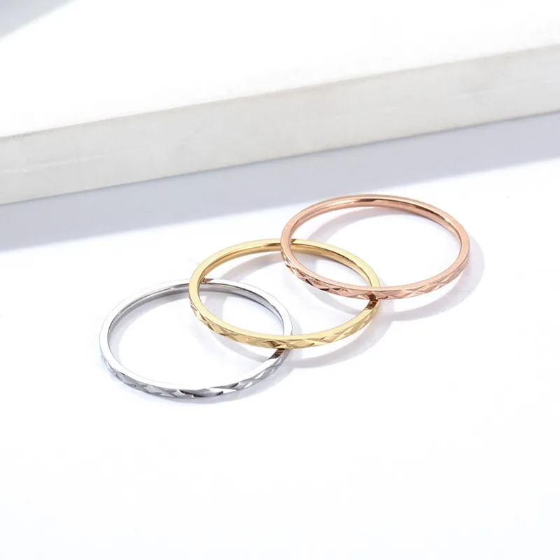 1mm Thin Stackable Ring Stainless Steel Faceted Knuckle Midi Ring for Women Girl Size 3-10