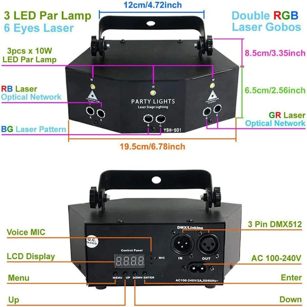 Personalised 9 Lens Laser Stage Light Scan Light LED Light 9-Eye RGB DMX Scan Projector Colorful KTV Bar Laser Stage Light Disco