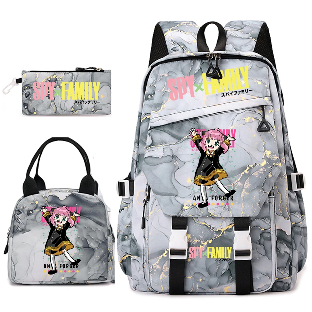 Spy x Family Anya Forger Anime Print Student Bookbag Lunch Bag Pencil Case Set for Girls School Backpack view 4
