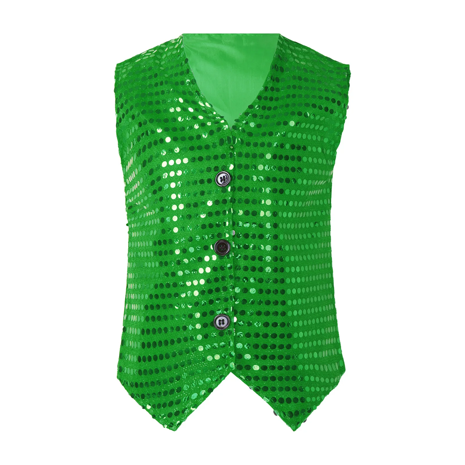 Kids Boys Girls Stylish Jazz Hip-hop Dance Waistcoats Sleeveless Shiny Sequins Vest Modern Party Choir Stage Performance Costume