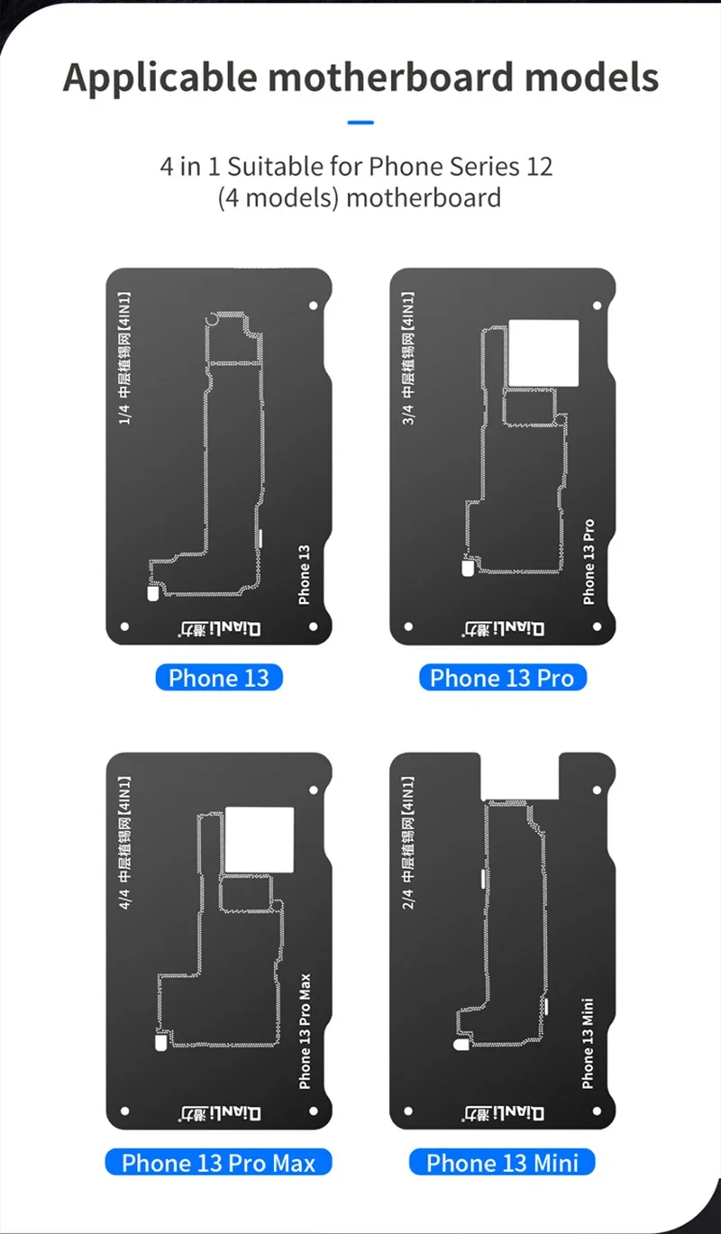 QianLi Mainboard Middle Frame Reballing Platform BGA Reballing Stencil for iPhone 16 15 XS 14 13 12 11 ProMAX LogicBoard Rework