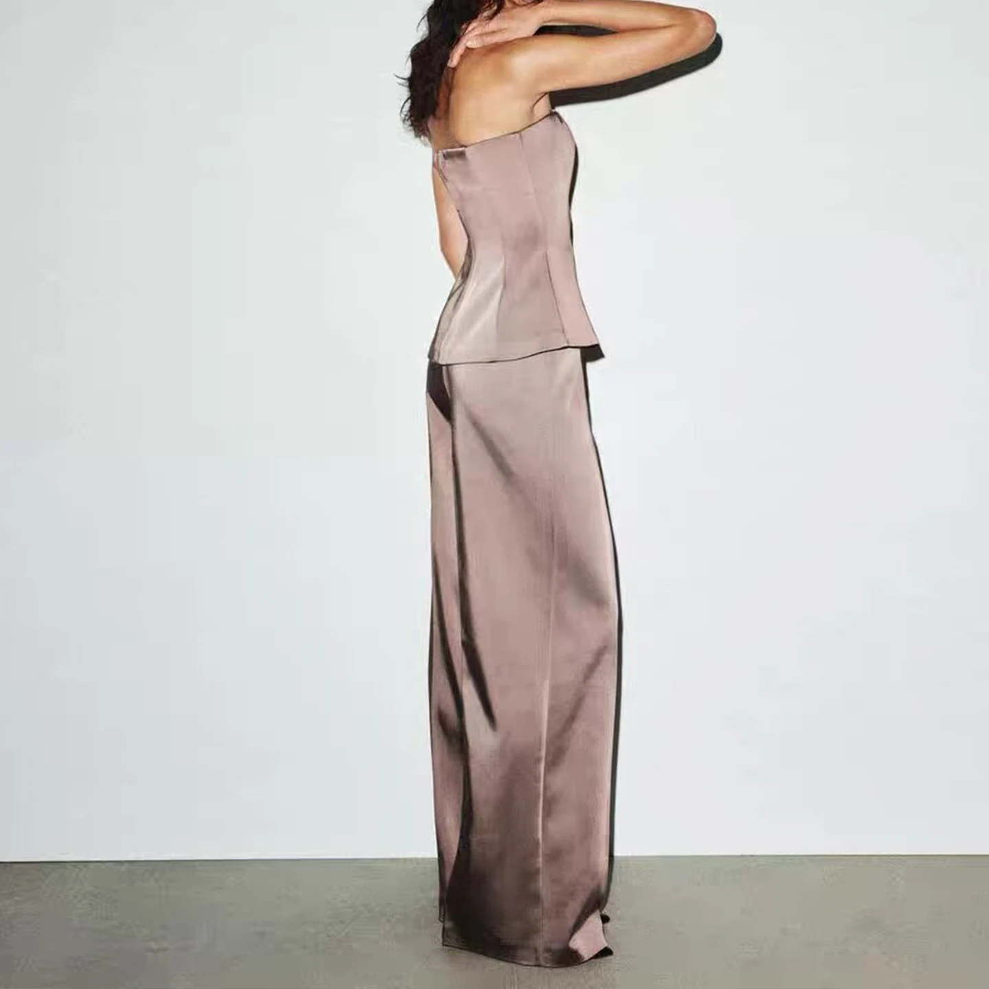 Z Set Faion da donna Autunno 2025 Long Sve Casual Sle Pantaloni a vita alta Colore Tee Piece Suit Coat Top Bot