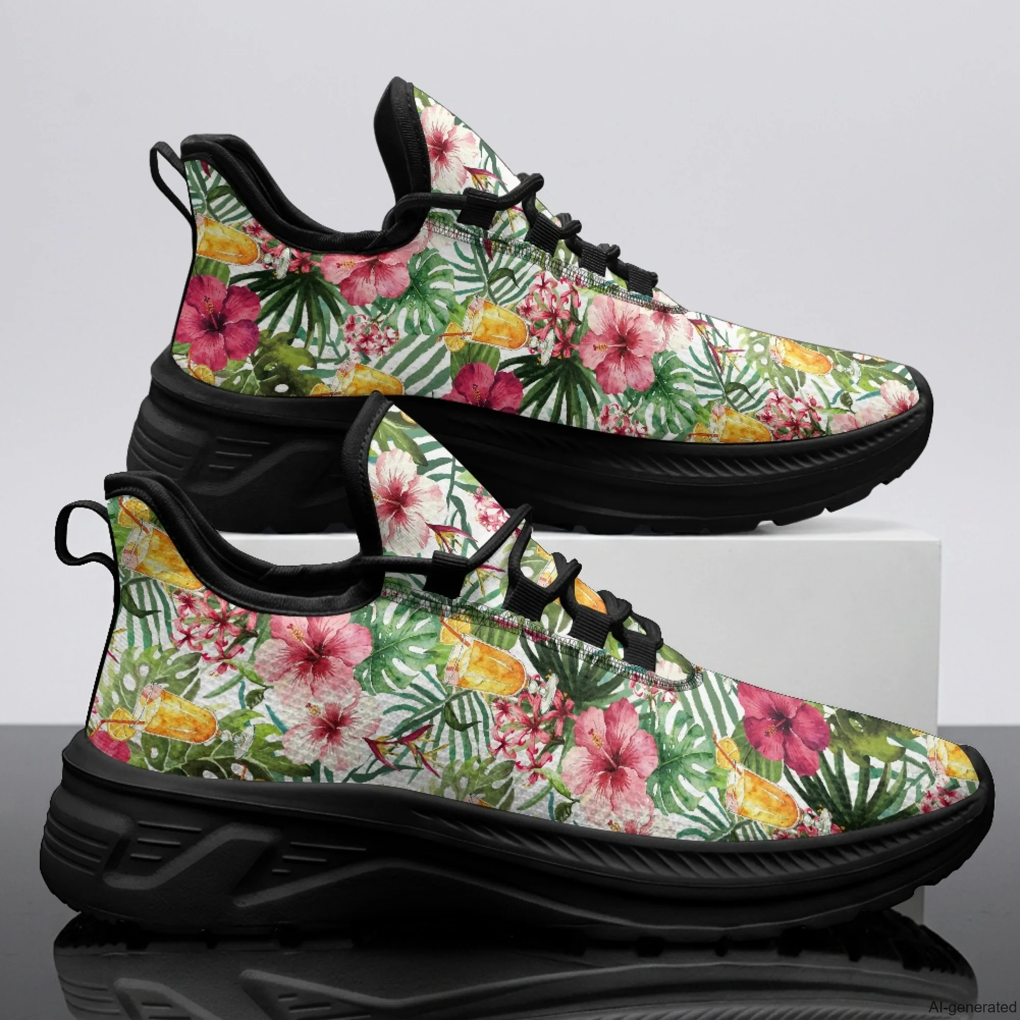 XIXIRIMIDO Womens Walking Shoes Nurse Shoes Nurse Sneakers Hawaiian Flower Print Tenis Masculino De Corrida Barefoot Shoes 35-48