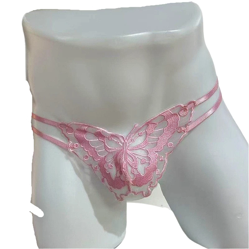 

Butterfly Mens Underwear Transparent Sexy Lingerie Hollow Out T-Back Panties Men Thongs Low Waist Erotic Hombre Male G-Strings