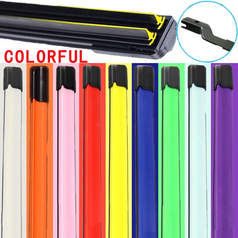 

Colorful Guide Lock Car Windshield Wiper blades Universal Soft Double layer Rubber Frameless Bracketless 16" 19" 20" 22" 24"26"