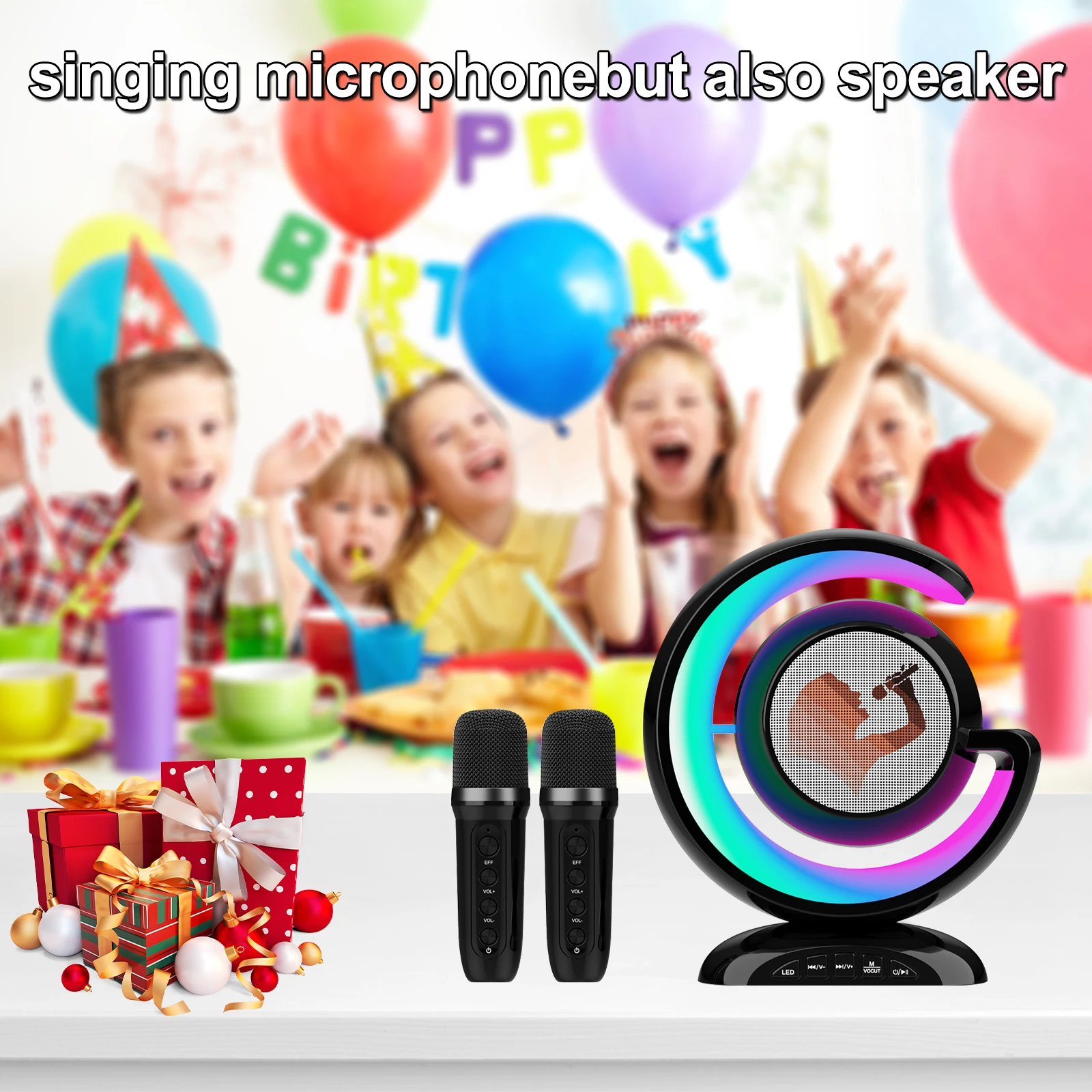 Wireless Bluetooth Karaoke Microphone for Kids 2 Wilreless Microphones Led Lights for Home Party Birthday Kids Gifts