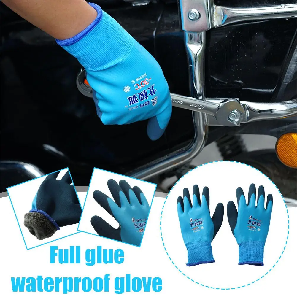 1 Pair Working Gloves Winter Fishing Gloves High Quality Work Gloves For Winter All Rubber Waterproof Gloves J6s3