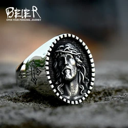 BEIER 2022 New Creative Design Jesus Ring Religious Men's Cross Ring Prayer Christian Jewelry Wholesale Dropshipping