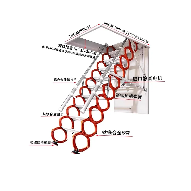 

Fully automatic retractable stairs Electric remote control loft Home extension hidden folding lift Duplex interior