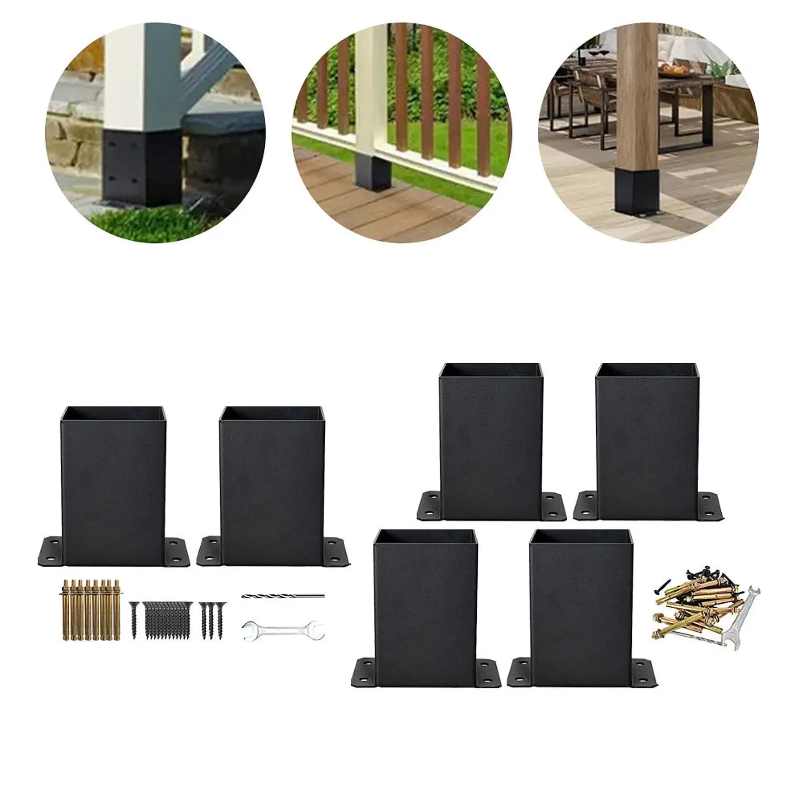 Post Base Post Bracket Kit Inner Size 3.8x3.7inch for Pergola Fence Sturdy