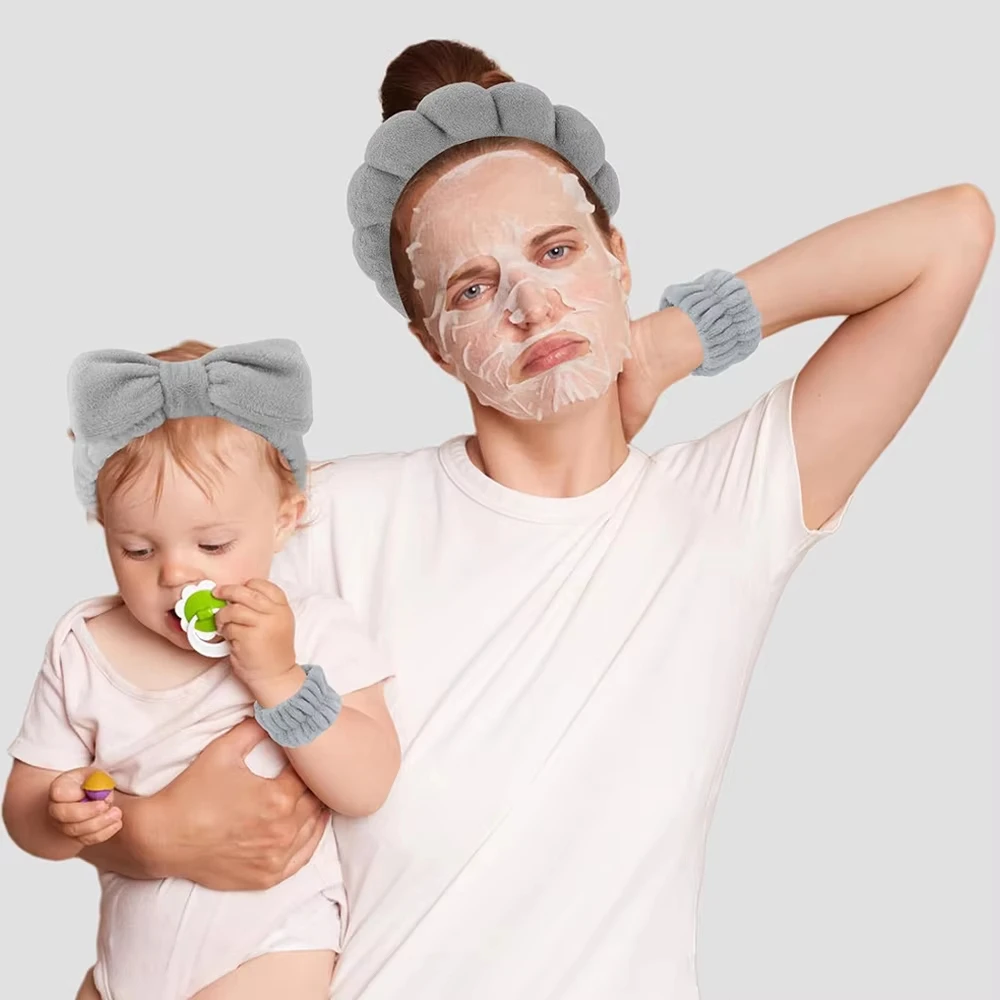 메이크업 헤어밴드 세트 세안 헤어밴드 손목밴드 도구 3개 여성용 스파 세안 스킨케어 헤어밴드 도구 액세서리