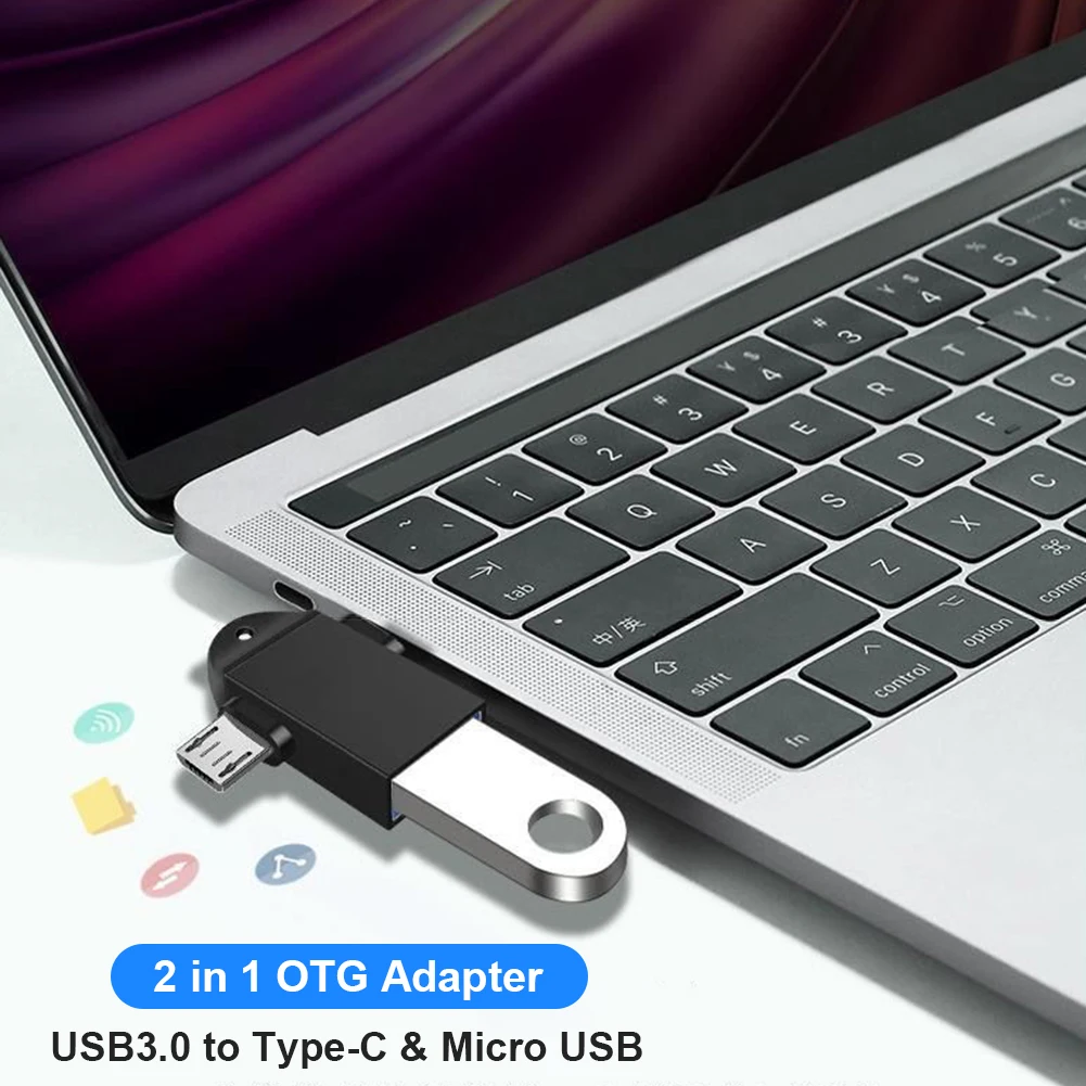 알루미늄 합금 USB 3.0-C타입 마이크로 USB 수 커넥터, 2 인 1 OTG 어댑터, C타입 전원 어댑터 커넥터