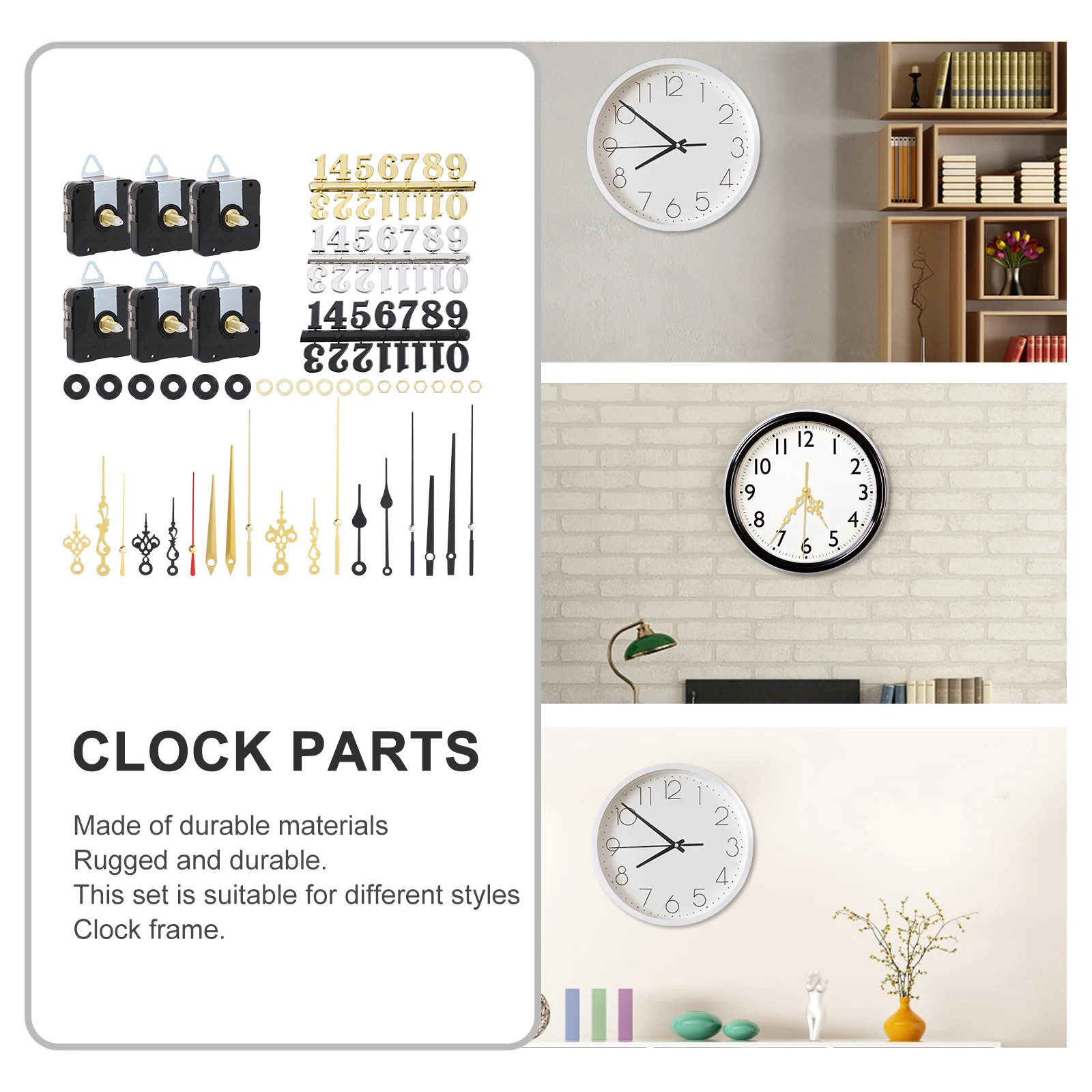 

6 Sets Use Clock Movement Kit Wall Replacement Mechanism Silent Quartz Plastic Operated