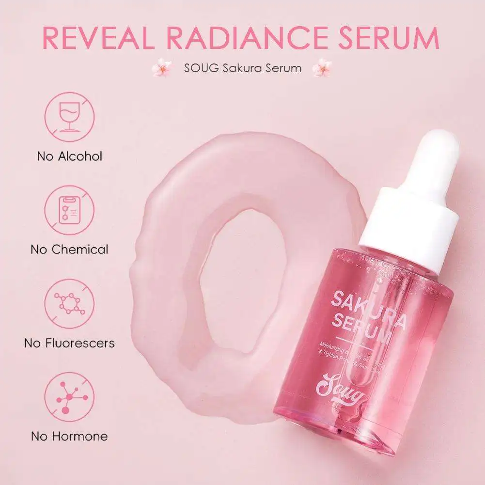 Niacinamide Sakura Serum Face Essence Deep Cleansing Moisturizing Dry Skin  Shrink Pores Beauty Facial Skin Care Products 2/1pcs