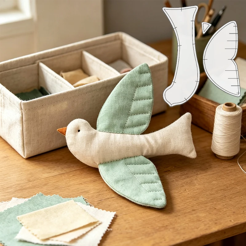 NUBECOM 3pcs Little Bird Spreading Its Wings Sewing Templates For Quilting, DIY Patchwork Pattern Tracing And Handicrafts