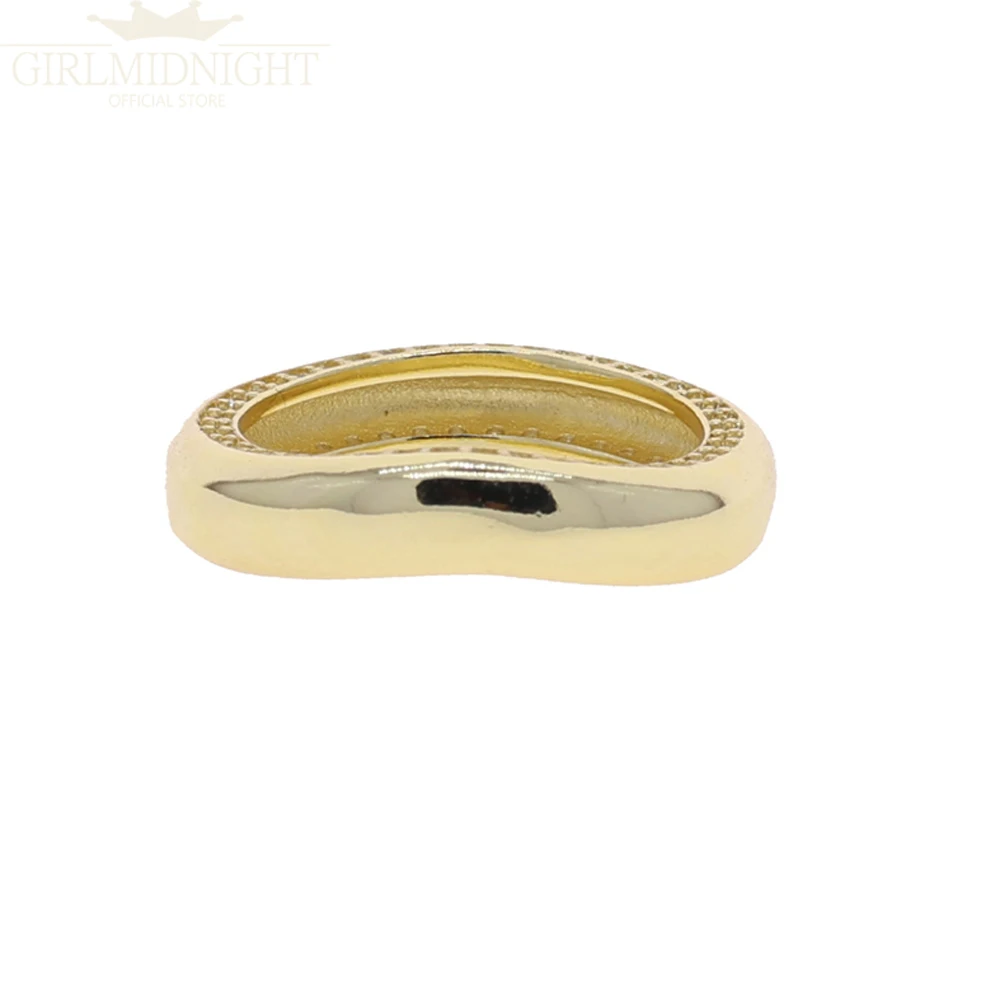 2026 New Chunky Dome Wave Ring Gold Color Micro Paved CZ Sparking Bling Rings Fashion Women Finger Jewelry