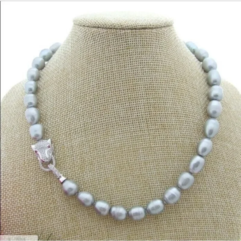 18-Inch Gorgeous AAAA 10-11mm Natural Akoya Grey Pearl Necklace Simple Edition Niche Necklace for Women 925 Silver