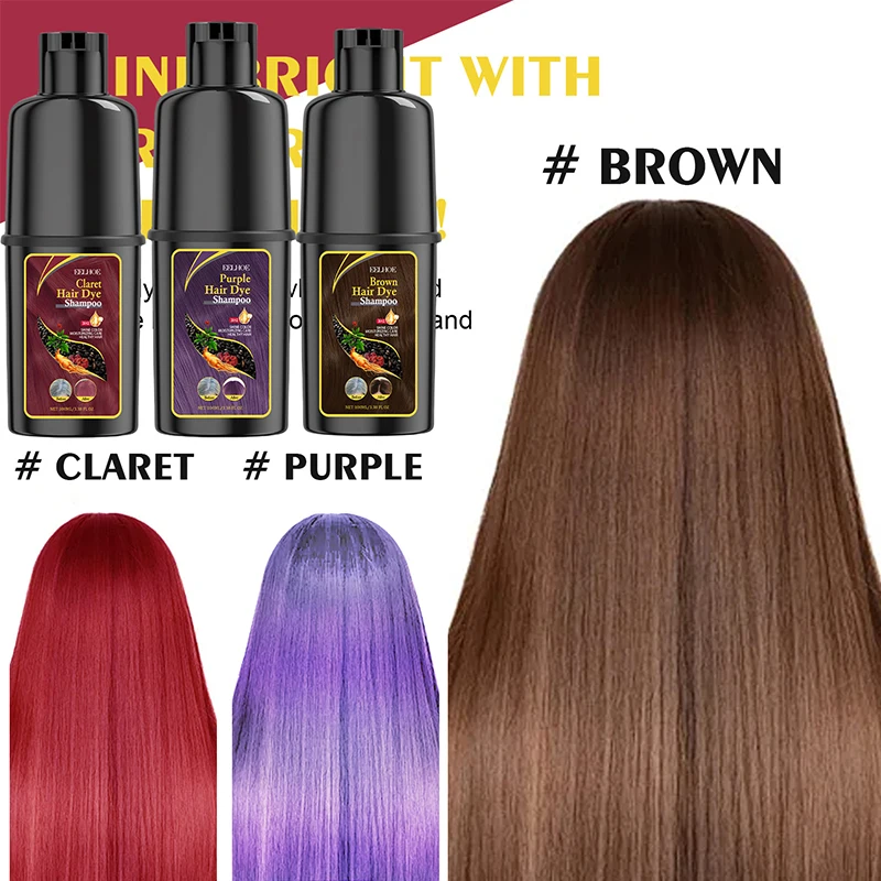 New Hair Dye Shampoo 3 in1 Darkening Hair Shampoo Cover Grey Hair Morocco Argan Oil Essence Natural Colorng Cover Purple Shampoo