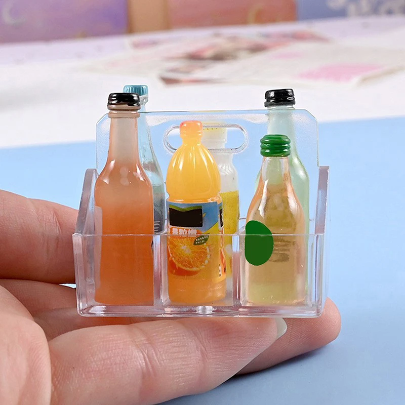 Pacote duplo compacto de garrafa de bebida e leite; Adereços ideais para cenário de comida de casa de boneca, conjunto de decoração de brinquedos
