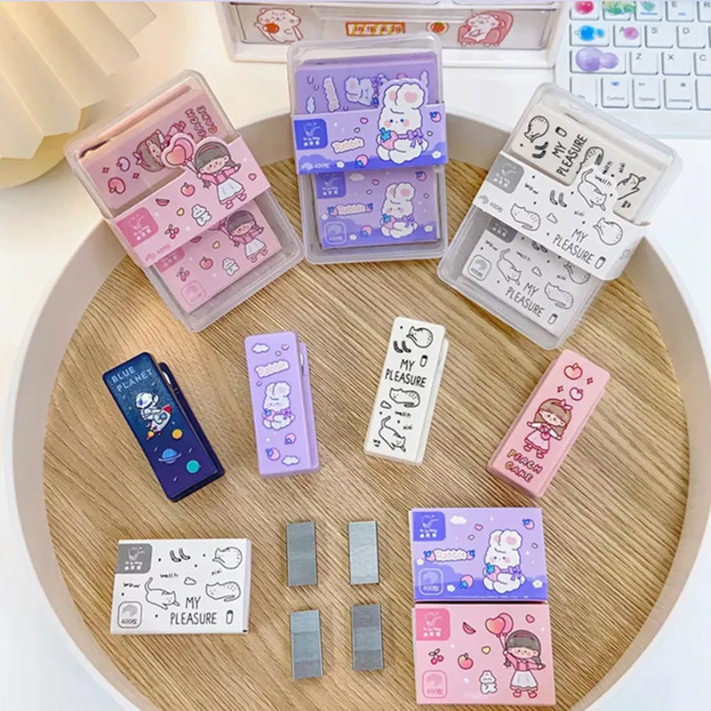 

Mini Kawaii Stapler with 400pcs Staple Small Cute Cartoon Stapler Portable Stapler with Staple Student Supply Office Accessories