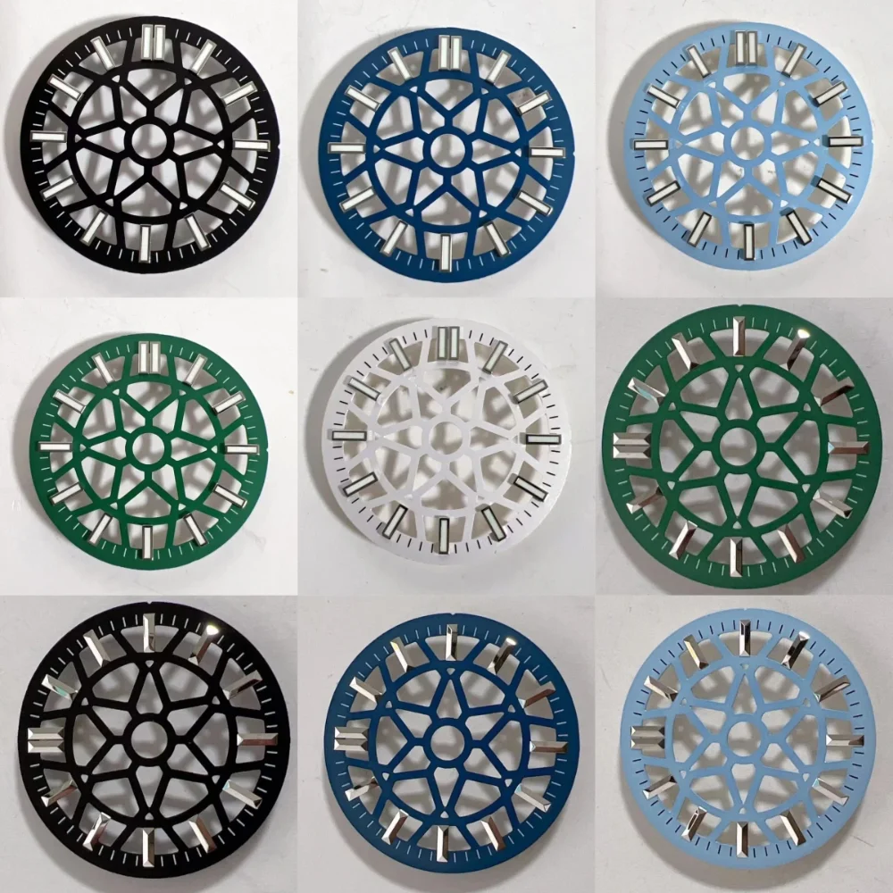 NH70 28.5mm Hollow Flower Skeleton Watch Dial for NH70/NH35/NH36 Automatic Movement Mod Accessories Green Lume Dial Face