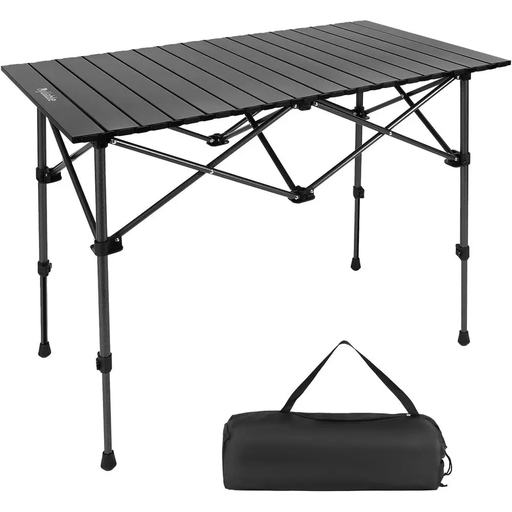 

Portable Lightweight Roll-Up Camping Table with Adjustable Height and Carry Bag for Outdoor Adventures and Indoor Use