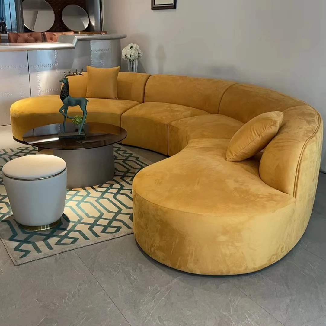 

Modern Velvet Curved Sectional Sofa Bed Set Three Seat Sofa for Hotel Living Room & Apartment Use