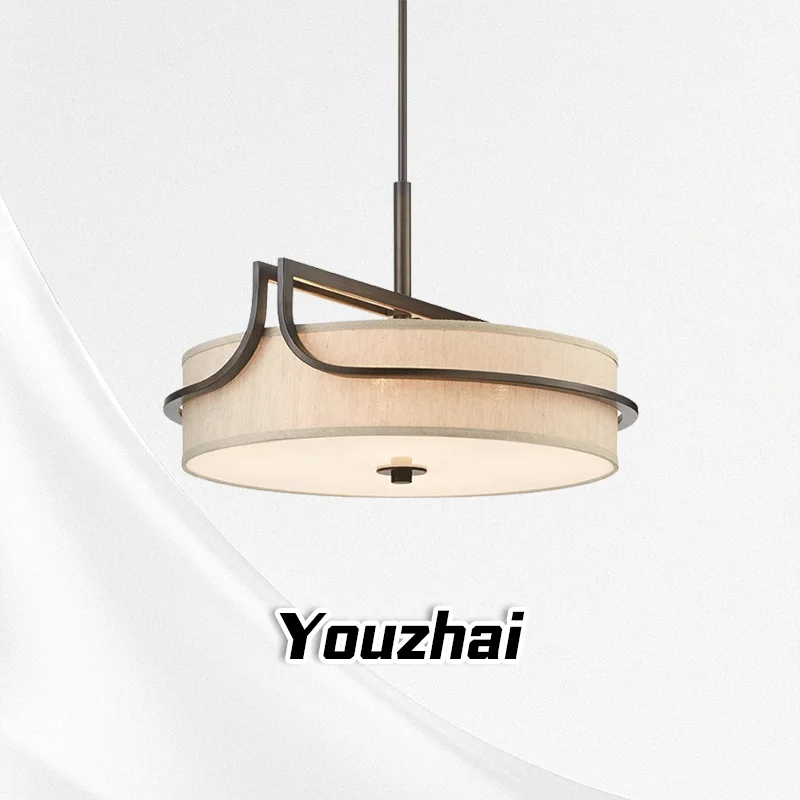 

Light luxury new Chinese style fabric pendant light, living room, dining room, bedroom, simple and creative pendant light
