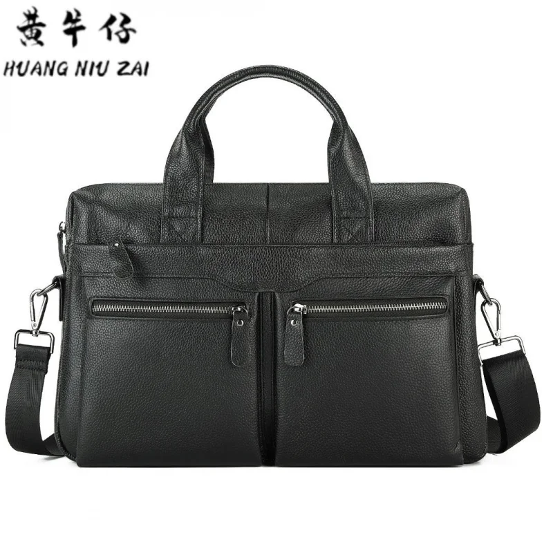 Cross-Border Direct Selling Men's Laptop Bag Business Men's Briefcase First Layer Cowhide Men's Handbag