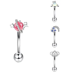 Stainless steel four claw zircon planet navel ring piercing jewelry