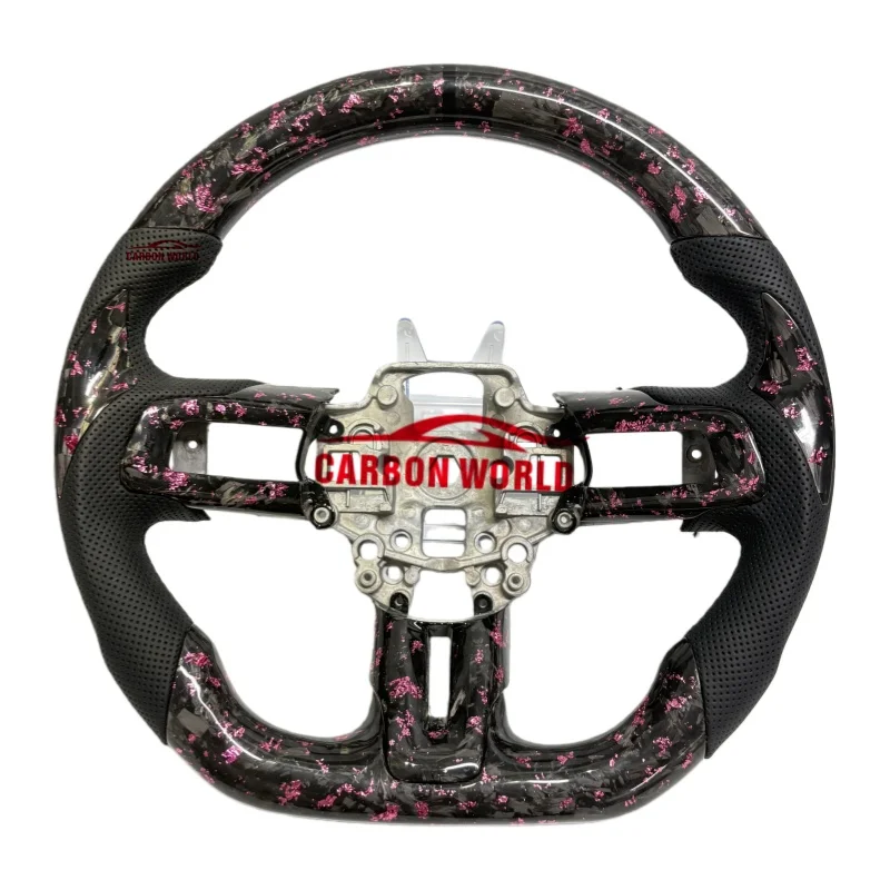 

Розовый спортивный руль из углеродного волокна для Ford Mustang 2015, 2016, 2017, 2018, 2019, 2020, 2021, 2022, и 2023 г.