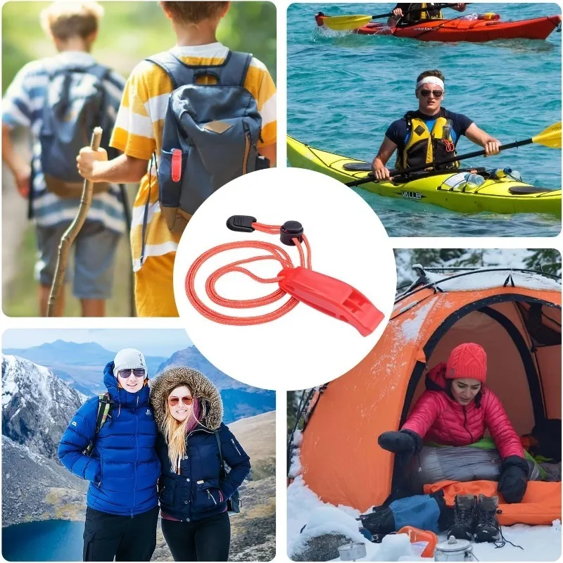 1-10pcs Rescue Whistle Super Loud Dual Tone Floating Waterproof with Reflective Lanyard for Swimming Rafting Canoe Life Vest