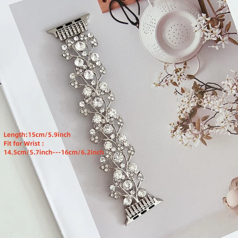 

1 pcs Hademade Flower Chain Bracelet Becorative Fancy Jewelry Stylish Link Compatible With Apple Watch Band Correa For Women