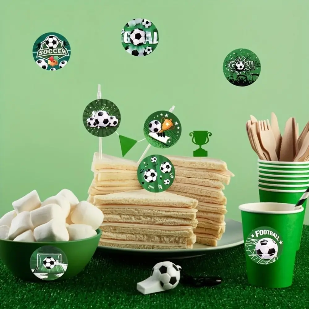 500Pcs Soccer Theme Soccer Stickers Self-Adhesive Round Stationery Stickers Sweat Proof Waterproof Football Labels Roll