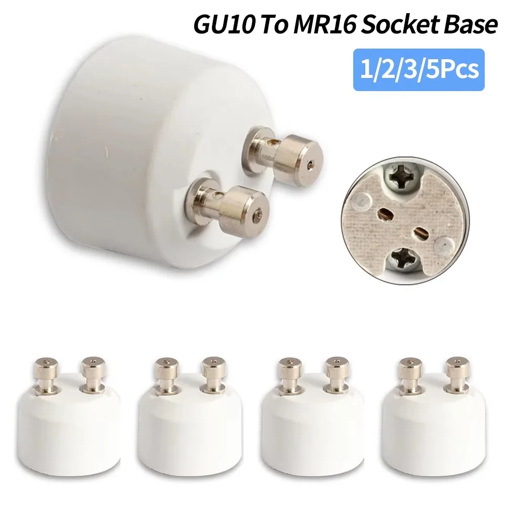 GU10 to MR16 Socket Adapter 1/2/3/5Pcs Ceramic Lamp Holder Base Converter for LED Bulb Lighting Accessories
