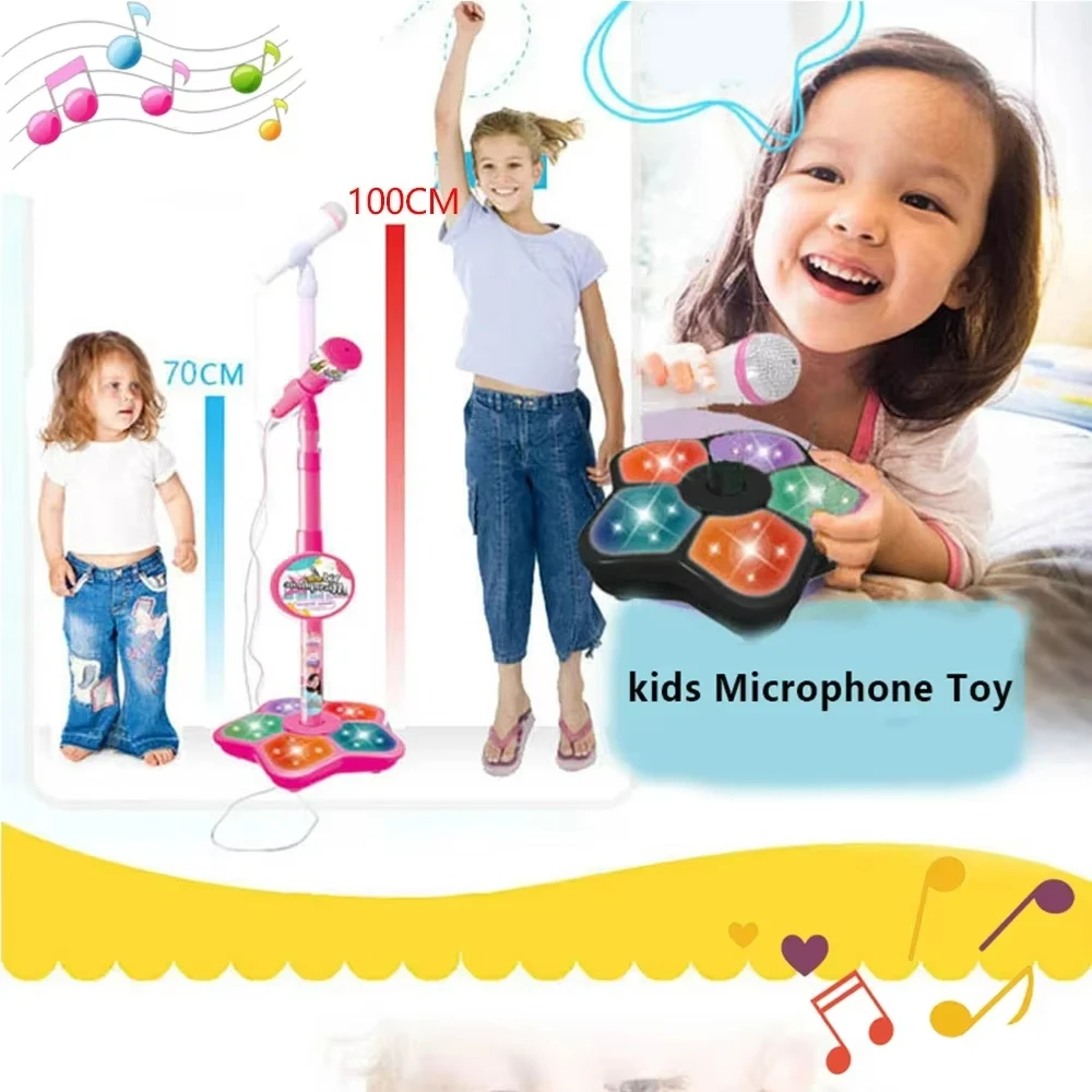 Kids Microphone with Stand Karaoke Song Music Instrument Toys Brain-Training Educational Toy Birthday Gift for Girls Boys