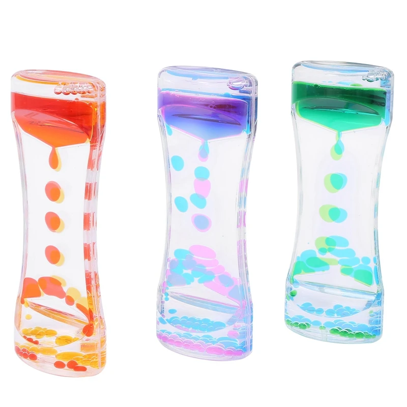 ABKO-Liquid Motion Bubbler Timer For Kids And Adults 3 Pack Colorful Hourglass Timer, Sensory Toy For Relaxation, Fidget Toy