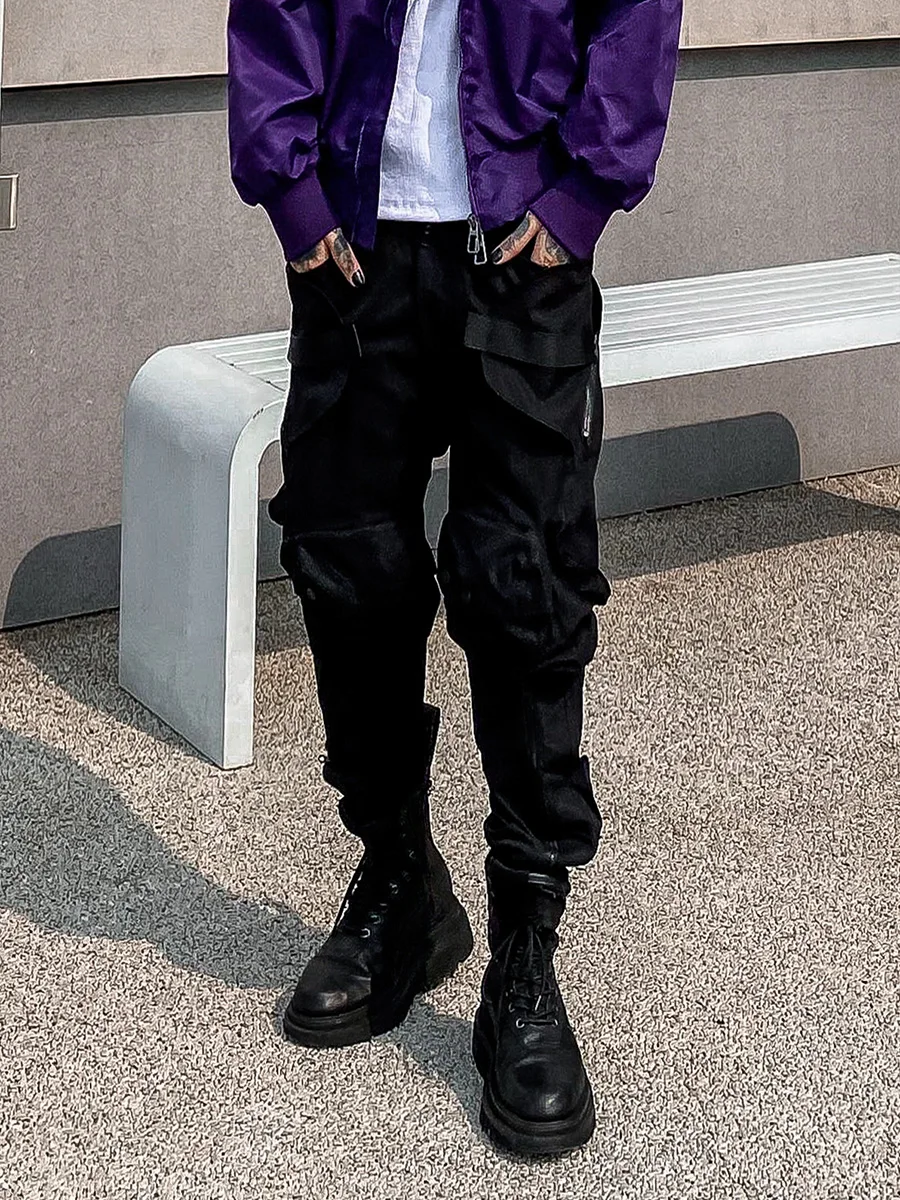 

VE2 High Street Tactical Workwear Pants Men's Fashion Multi-Pocket Boot Pants Season-Long Versatile Cuffed Pants