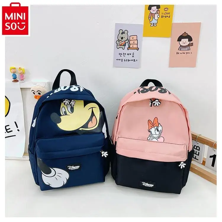 MINISO 2024 New Cartoon Mickey Minnie Kindergarten Kids Backpack Cute Baby Kids Backpack