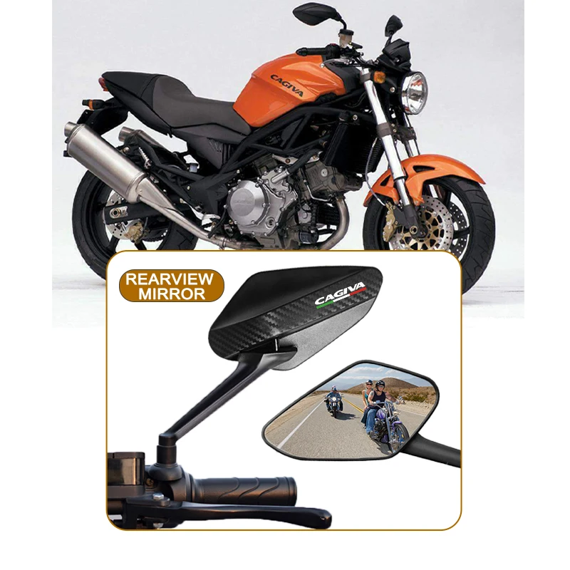 Espejo retrovisor ajustable de fibra de carbono para motocicleta, espejos convexos de 8mm para navegación Cagiva Mito 125 Raptor 650 1000 Canyon 500